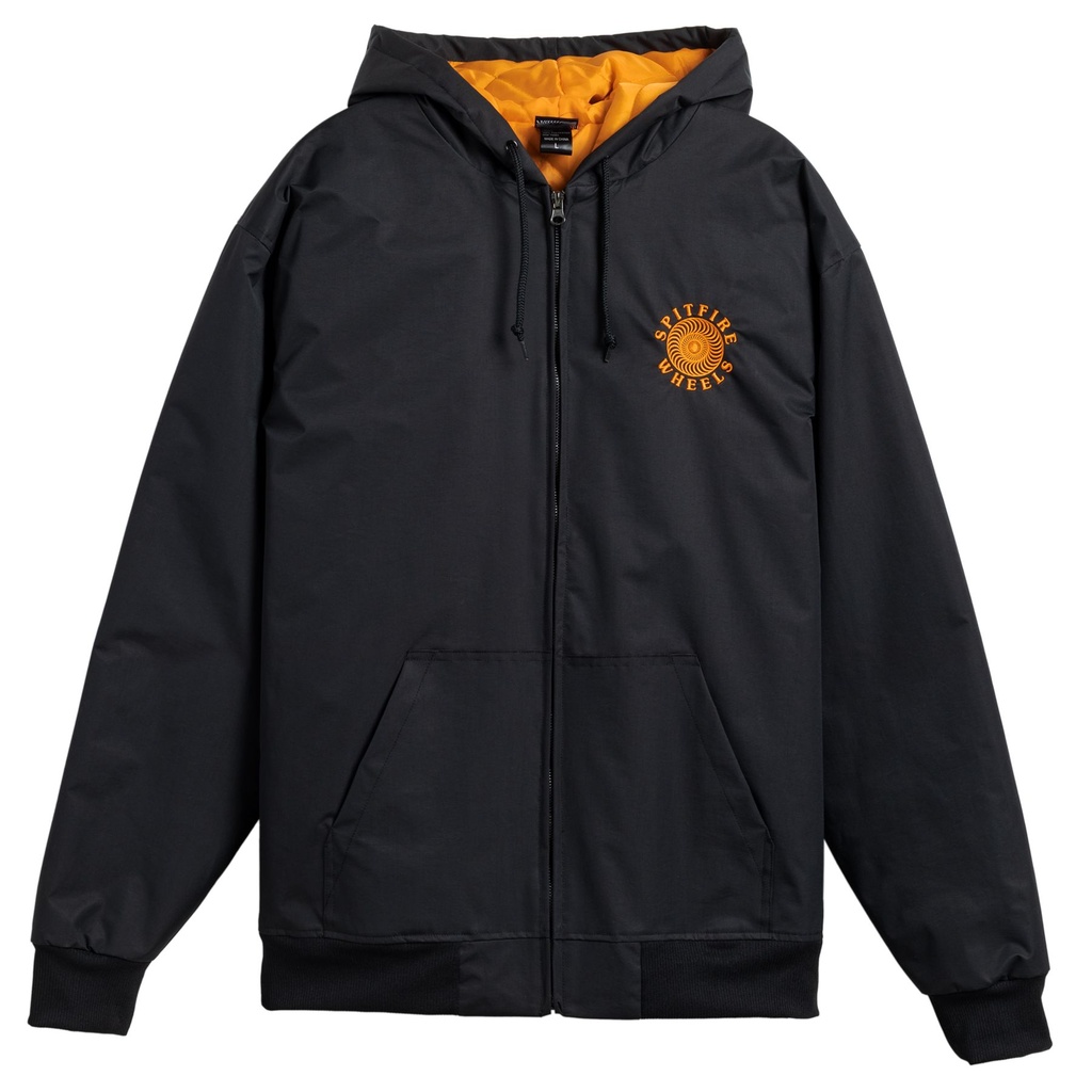 SPITFIRE OG CLASSIC NYLON EMB BLACK/ORANGE HOODED JACKET M