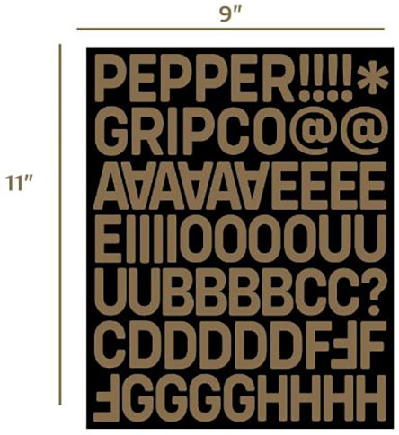 PEPPER ALPHANUMERIC CUSTOM GRIP KIT (3 LASER DIE CUT SHEETS)