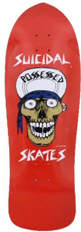 DOGTOWN SUICIDAL SKATES PUNK SKULL REISSUE RED FLAKE SHAPED DECK 10.12 X 30.82