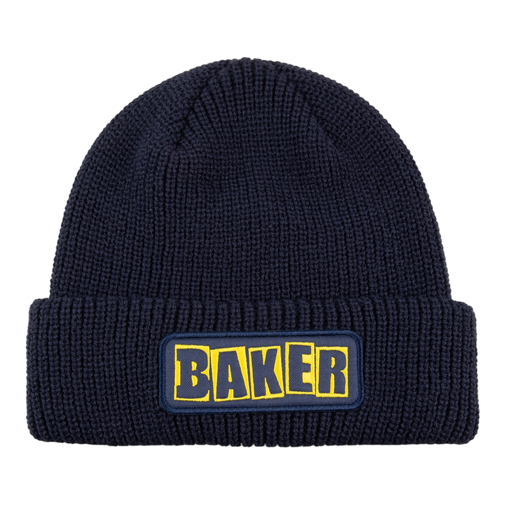 BAKER BRAND LOGO BEANIE NAVY/YELLOW