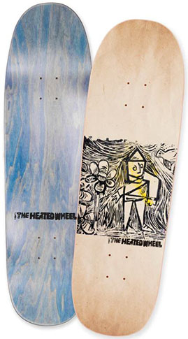 THE HEATED WHEEL TEAM FLOWER GUY SHAPED DECK 9.25 X 32.00