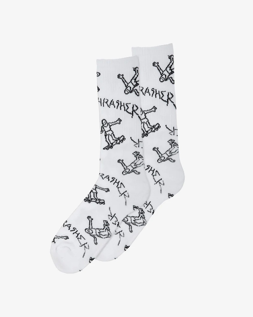 THRASHER GONZ LOGO SOCKS WHITE