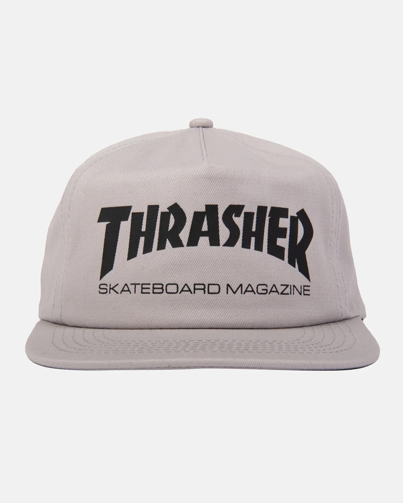 THRASHER MAG LOGO SNAPBACK HAT GREY/BLACK