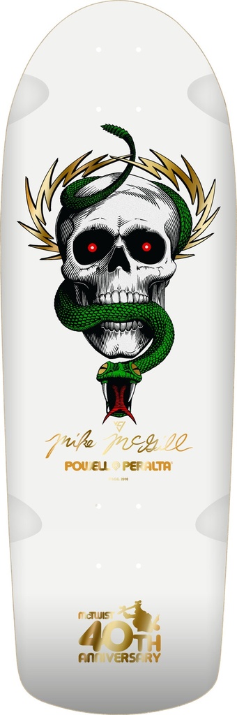 POWELL MCGILL SKULL & SNAKE MCTWIST 40TH ANNIV. SHAPED DECK GOLD FOIL/WHITE 10.0 X 30.125