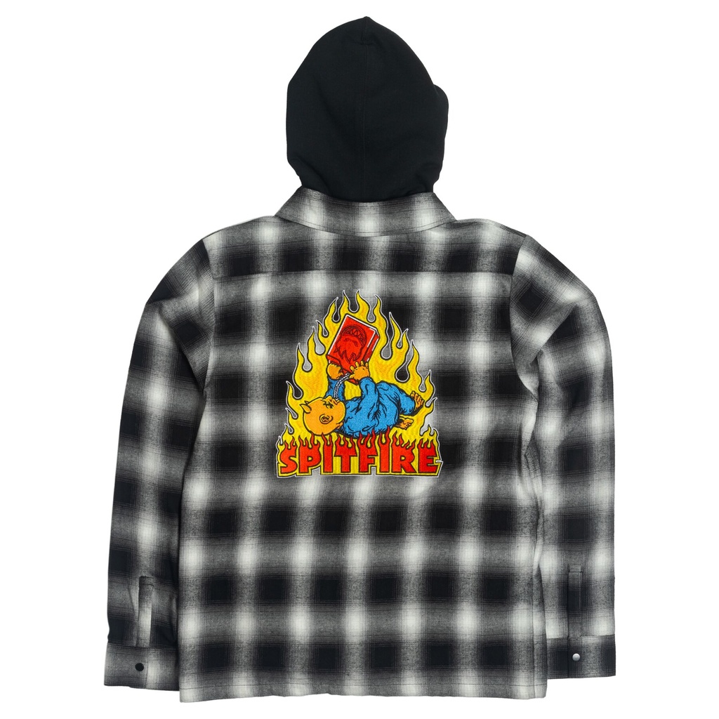 SPITFIRE DEMONSEED HOODED FLANNEL JACKET BLACK XL