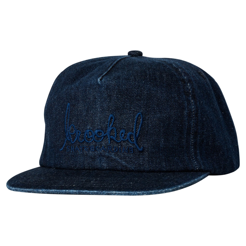 KROOKED SKRIPT SNAPBACK HAT DENIM