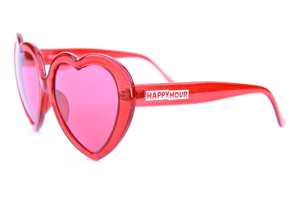 HAPPY HOUR HEARTS RED SPARKLE/RED LENS SUNGLASSES