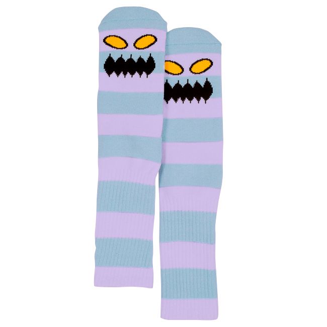 TOY MACHINE MONSTER BIG STRIPE SOCKS LAVENDER/BLUE