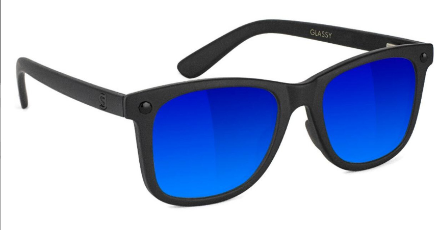 GLASSY MIKEMO PREMIUM BLACKOUT/BLUE MIRROR POLARIZED SUNGLASSES