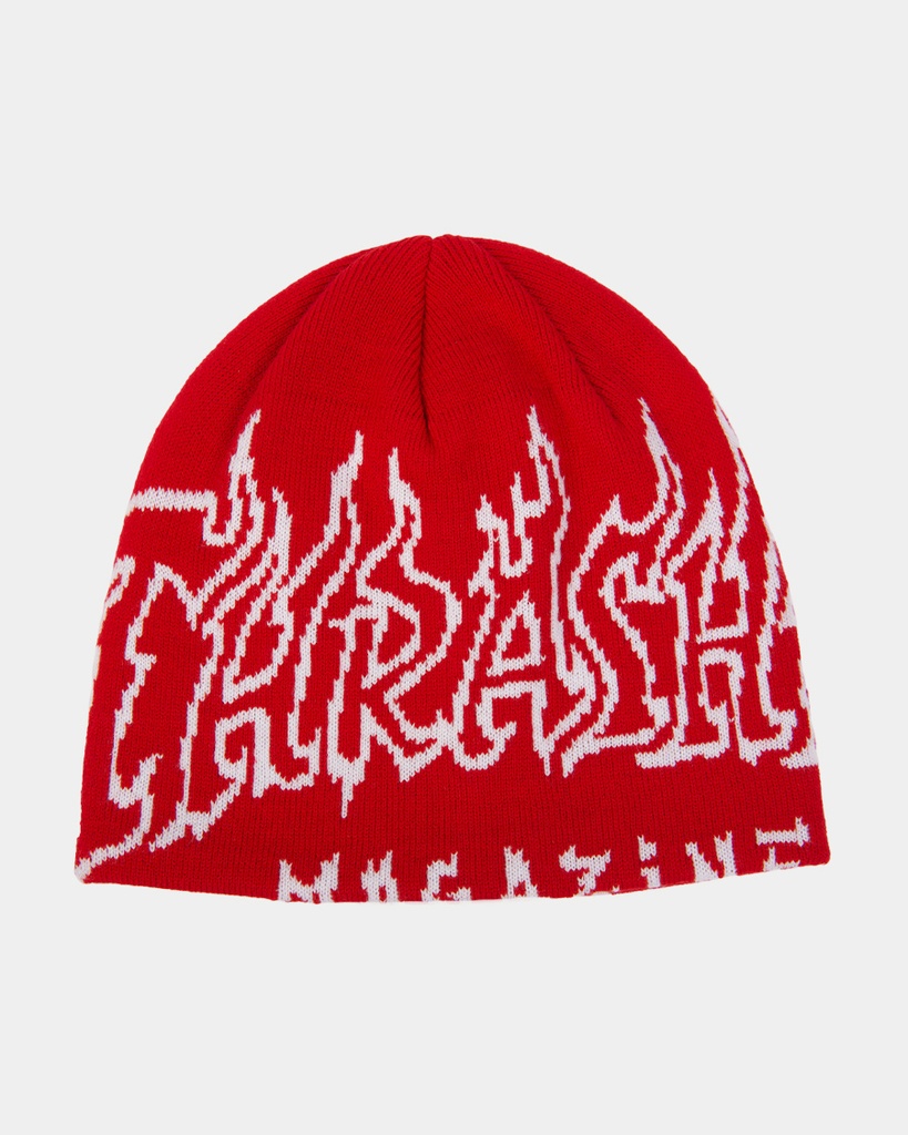 THRASHER FIRE OUTLINED SKULLY BEANIE RED