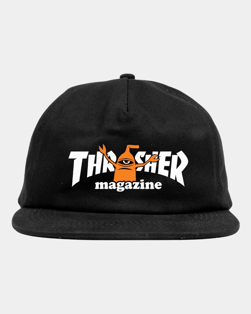 THRASHER X TOY MACHINE SECT SNAPBACK HAT BLACK