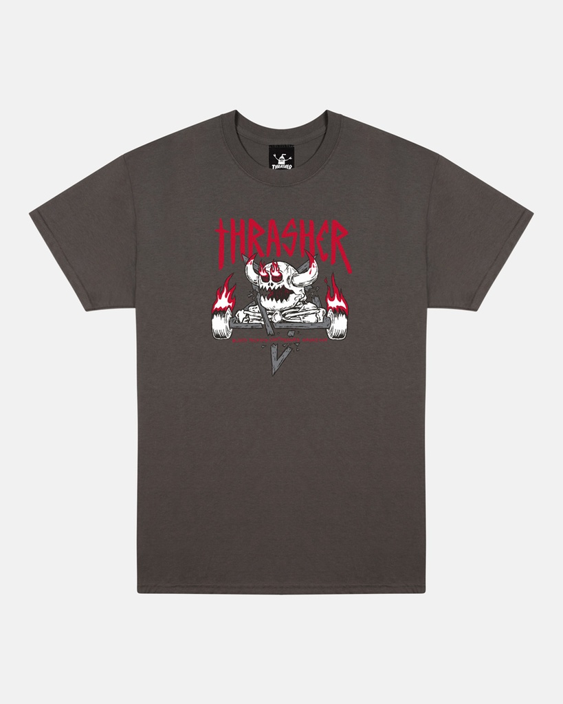 THRASHER X TOY MACHINE MONSTER-GRAM CHARCOAL SS M