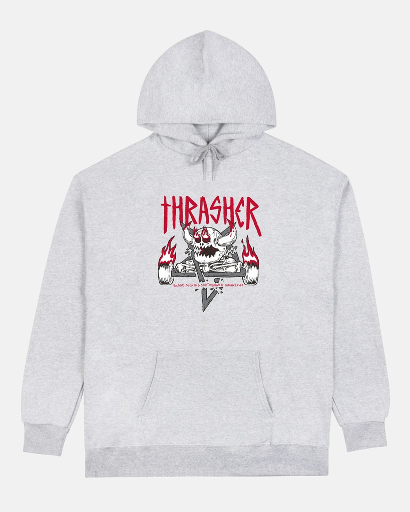 THRASHER X TOY MACHINE MONSTER-GRAM ASH GREY HD/SWT M