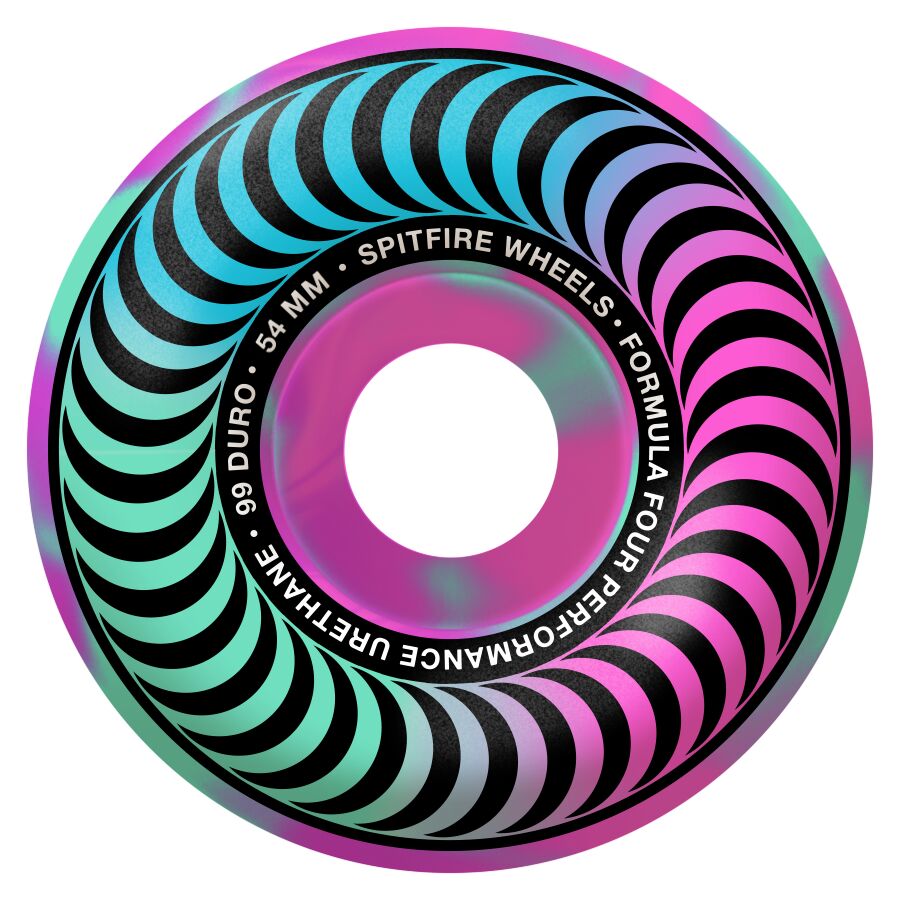 SPITFIRE FORMULA FOUR CLASSIC NEON PINK/TEAL SWIRL 54MM 99D (Set of 4)