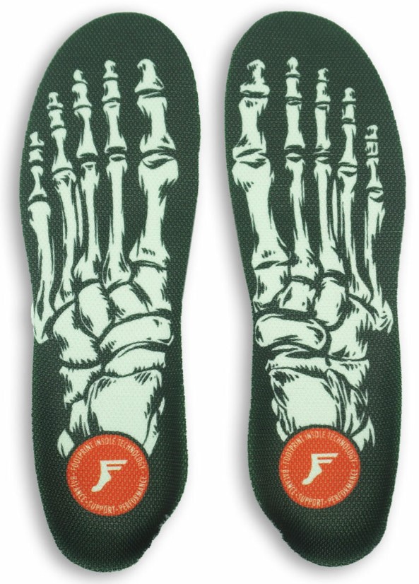 FOOTPRINT KINGFOAM ELITE MID ACTION SPORTS GEL SKELETON BLACK INSOLES LARGE (8-14.5)