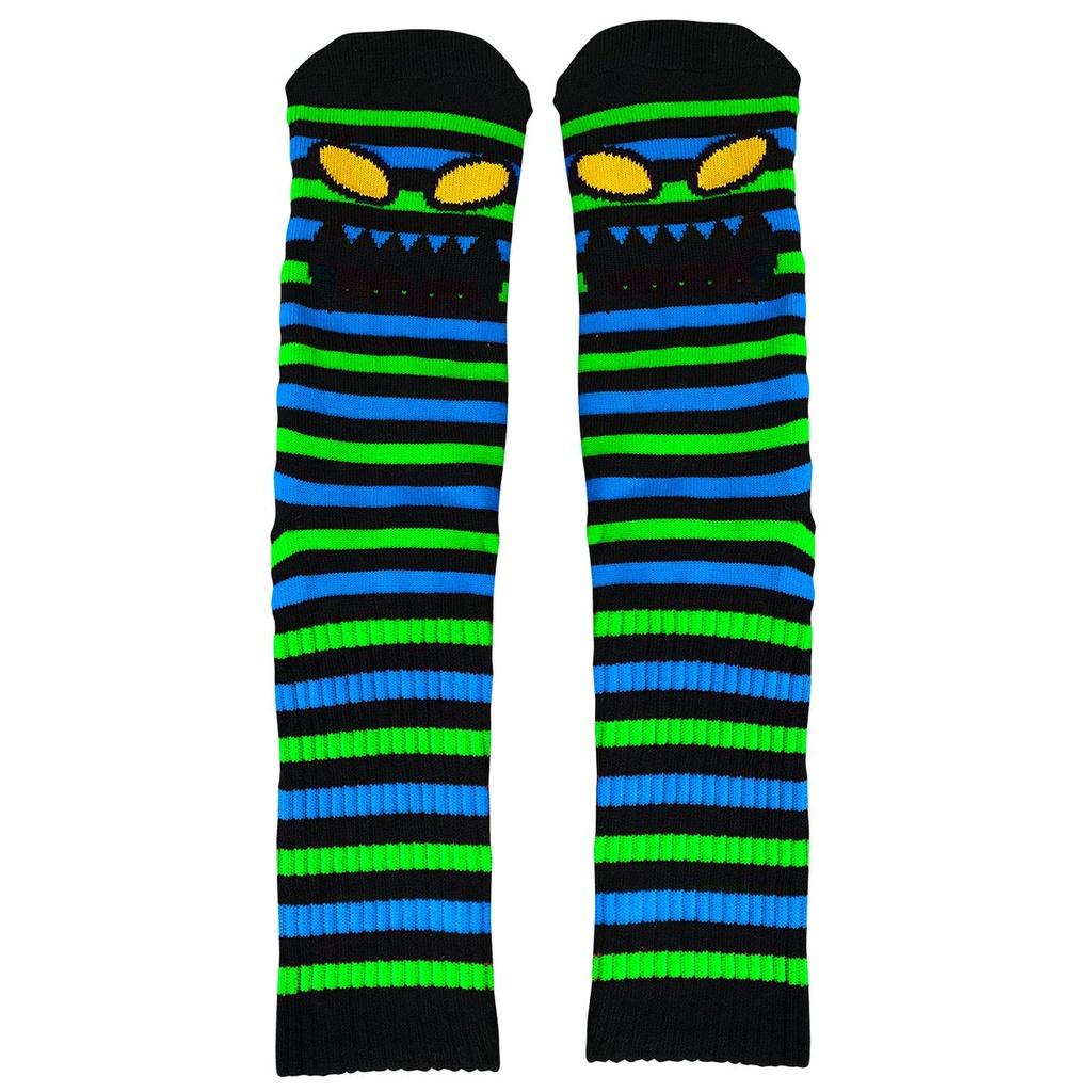 TOY MACHINE MONSTER FACE MINI STRIPES SOCKS GREEN