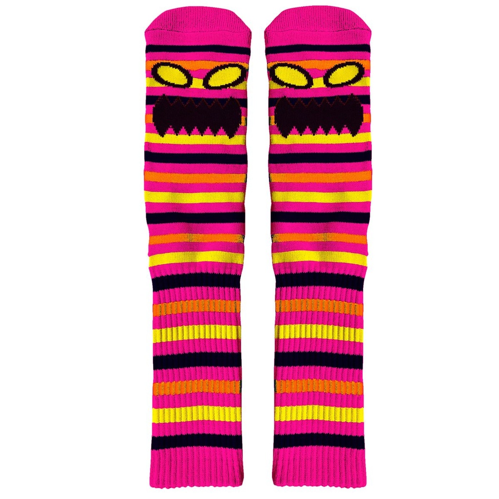 TOY MACHINE MONSTER FACE MINI STRIPES SOCKS PINK