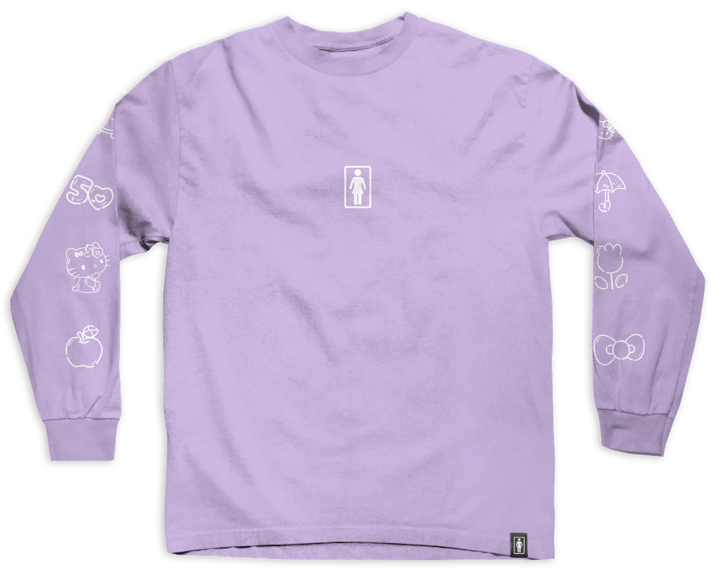 GIRL HELLO KITTY 50TH SLEEVE LAVENDER LS M