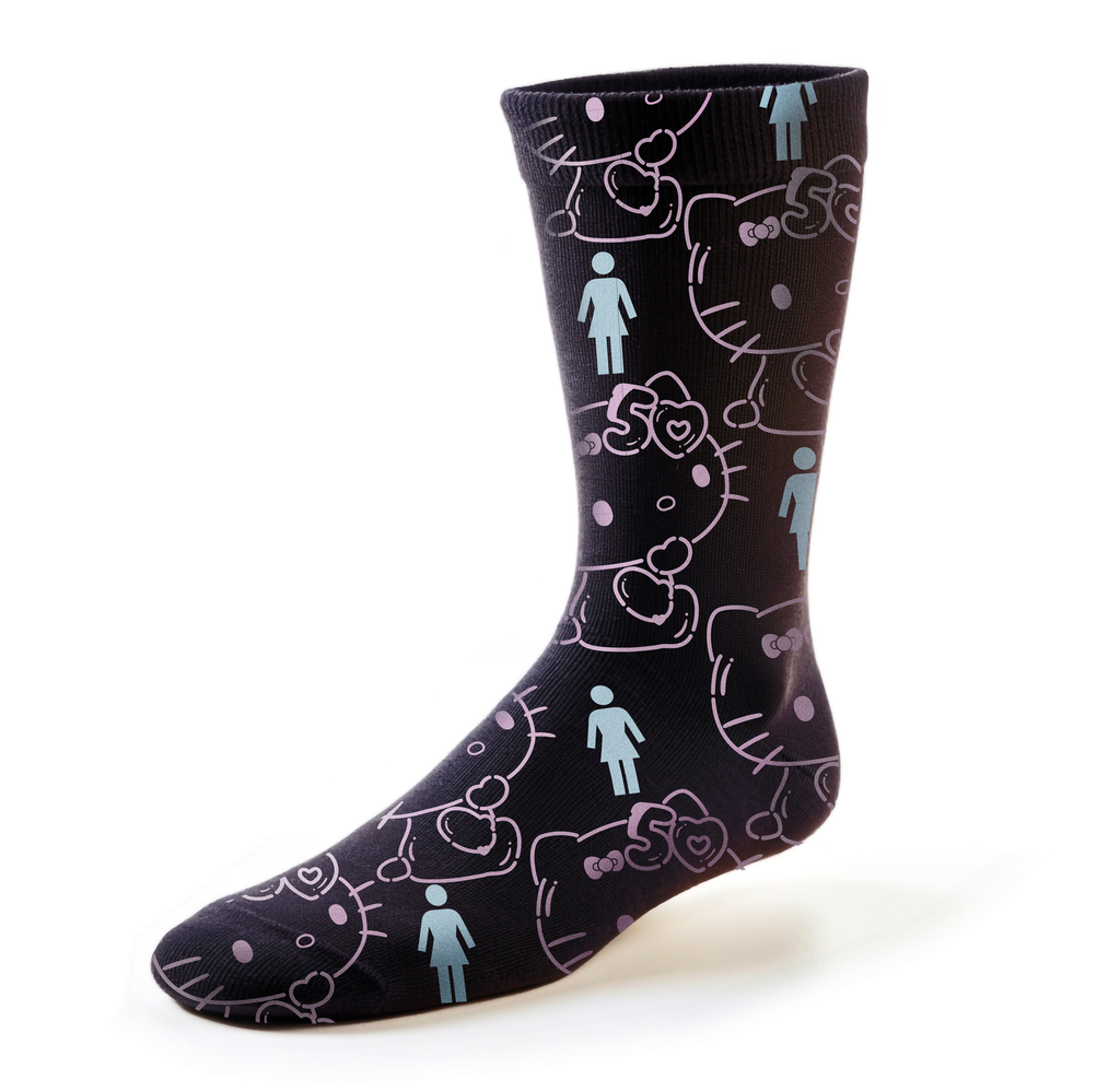 GIRL HELLO KITTY 50TH ALL OVER  SOCKS BLACK