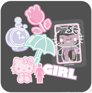 GIRL HELLO KITTY 50TH STICKER 6 PACK