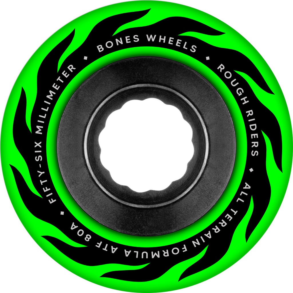 BONES ATF ROUGH RIDER ETERNAL FLAME 56MM 80A GREEN (Set of 4)