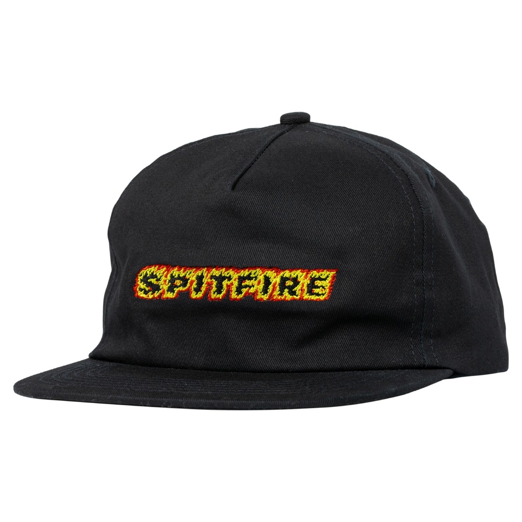 SPITFIRE FLAMES SCRIPT SNAPBACK HAT BLACK