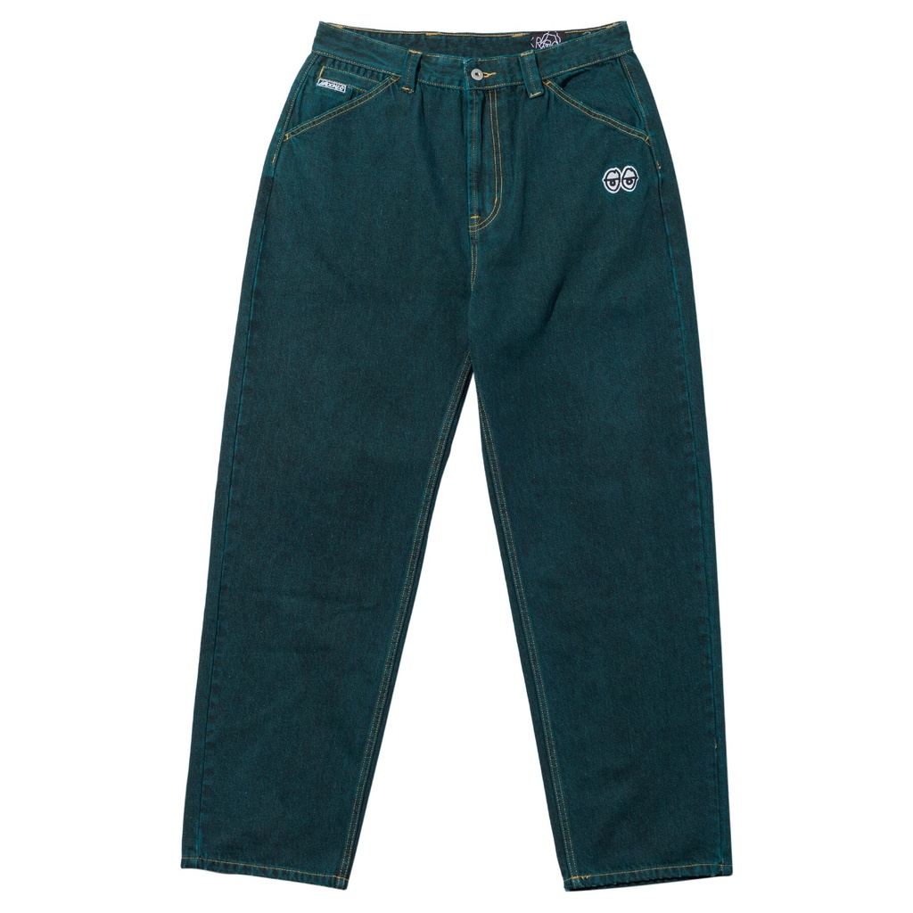 KROOKED EYES GREEN OVERDYE DENIM PANTS S