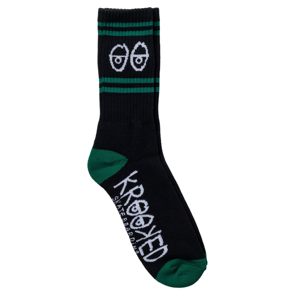 KROOKED EYES EMB SOCKS BLACK/GREEN/WHITE