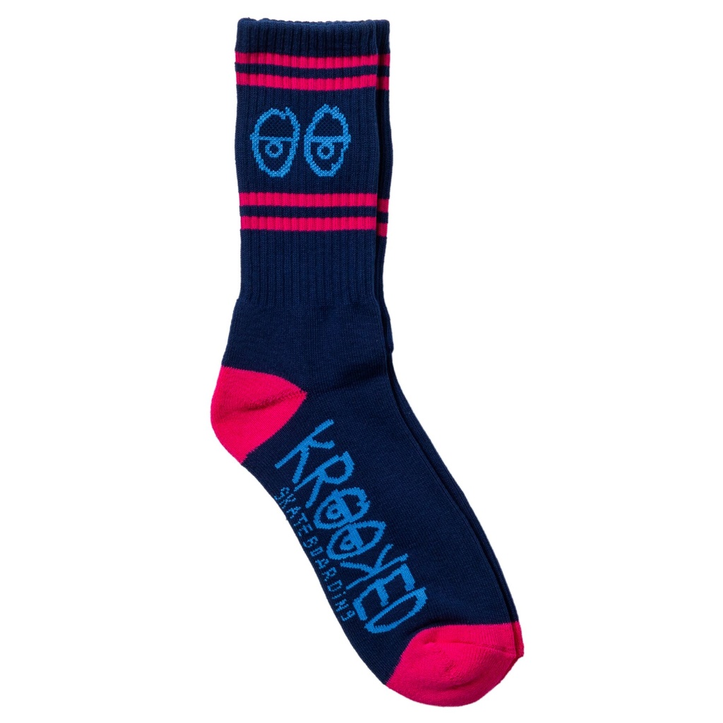 KROOKED EYES EMB SOCKS NAVY/MAGENTA