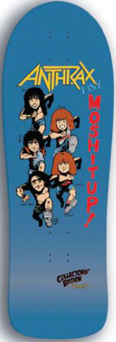BRAND-X ANTHRAX 1987 COLLECTORS EDITION SHAPED DECK 10.00 X 30.00 (HAND SCREENED ASSORTED COLORS) 