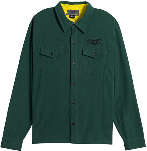 ANTI-HERO BASIC EAGLE FLANNEL DARK GREEN/BLACK EMB XL