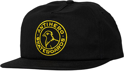 ANTI-HERO BASIC PIGEON ROUND SNAPBACK HAT BLACK/GOLD