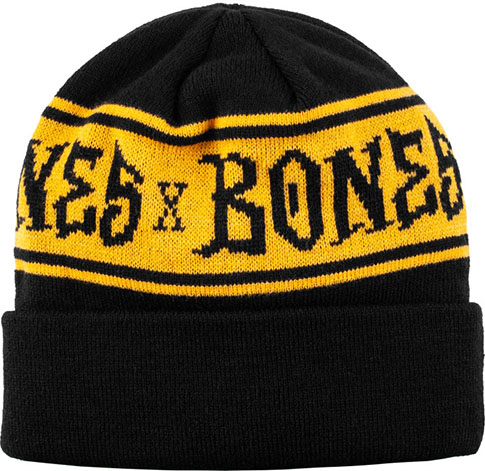 BONES BLACK & GOLD STRIPES BEANIE BLACK