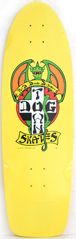 DOGTOWN OG RED DOG 70'S CLASSIC BRIGHT YELLOW DIP SHAPED DECK 9.00 X 30.00