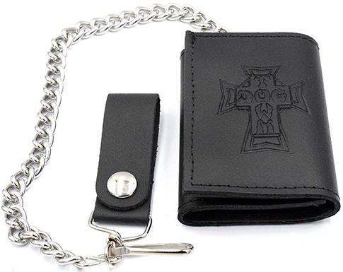 DOGTOWN TRIFOLD LEATHER CHAIN WALLET