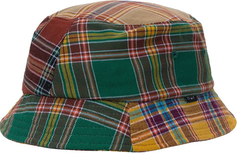 HUF PATCHWORK MULTI PLAID BUCKET HAT S/M