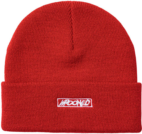 KROOKED MOONSMILE SCRIPT BEANIE DARK RED