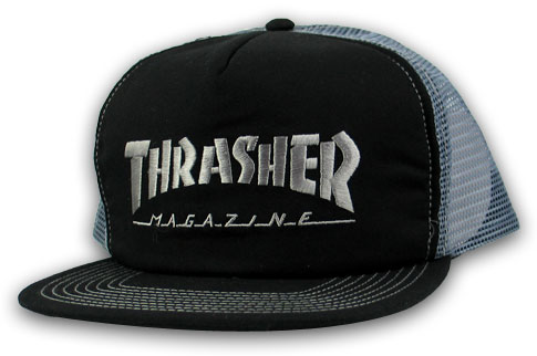 THRASHER EMB LOGO BLACK/GREY ADJ MESH HAT