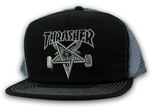 THRASHER SK8 GOAT BLACK/GREY EMB. ADJ MESH HAT