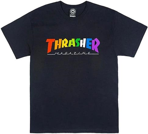 THRASHER RAINBOW MAG LOGO BLACK SS S