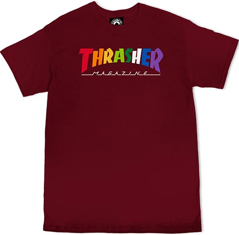 THRASHER RAINBOW MAG LOGO MAROON SS S