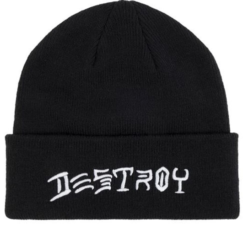 THRASHER DESTROY EMBROIDERED BEANIE BLACK