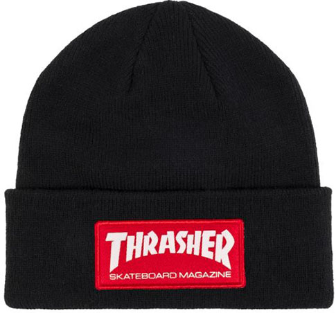 THRASHER SKATE MAG PATCH BEANIE BLACK