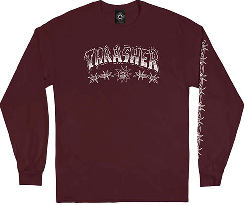 THRASHER BARBED WIRE MAROON LS S