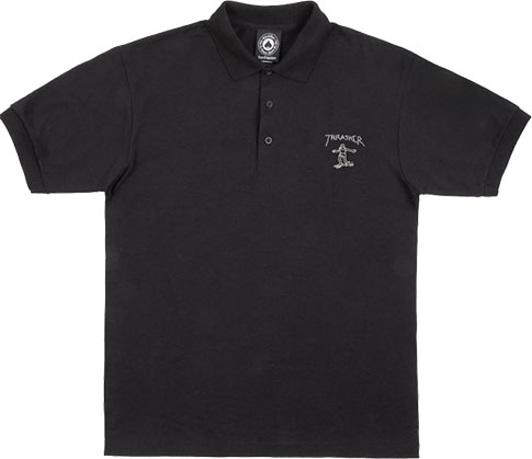 THRASHER MINI GONZ EMB BLACK POLO SHIRT S