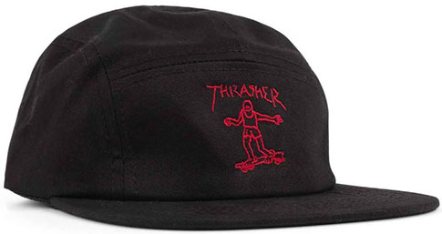 THRASHER GONZ 5 PANEL HAT BLACK/RED