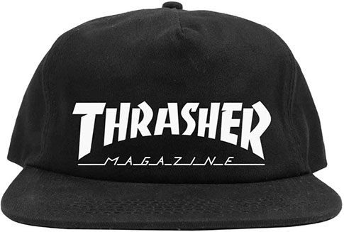 THRASHER MAG LOGO SNAPBACK HAT BLACK/WHITE