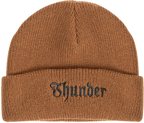 THUNDER SCRIPT CUFF BEANIE BROWN