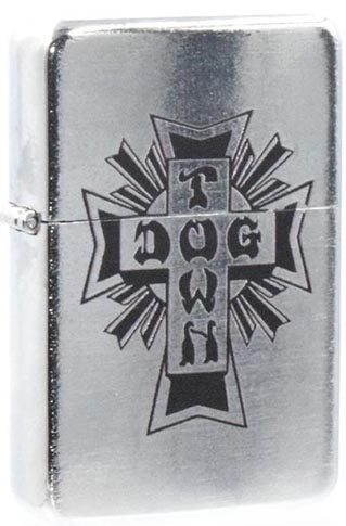 DOGTOWN CROSS LOGO FLIP TOP METAL LIGHTER SILVER/BLACK