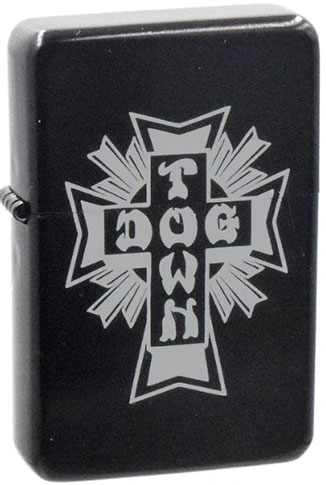 DOGTOWN CROSS LOGO FLIP TOP METAL LIGHTER BLACK/GREY